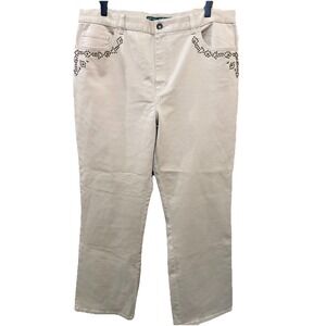 VTG Lauren Ralph Lauren Women's Boot Cut Chino Pants Mid Rise Beaded Size 14 EUC